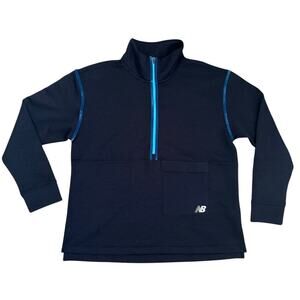 New Balance Women L Fuel Half Zip Sweatshirt Pullover Navy Blue NB Dry Athletic